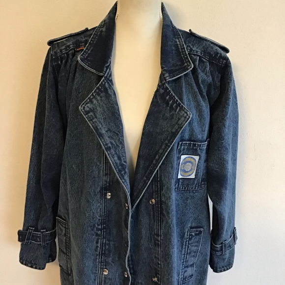 Unbranded Women Blue Denim Trench Coat with White Faux Fur Lining L - Picture 5 of 16